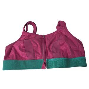 SHEFIT 2 Luxe Ultimate High Impact Bra Womens Size 36G Pink Green Zip Front